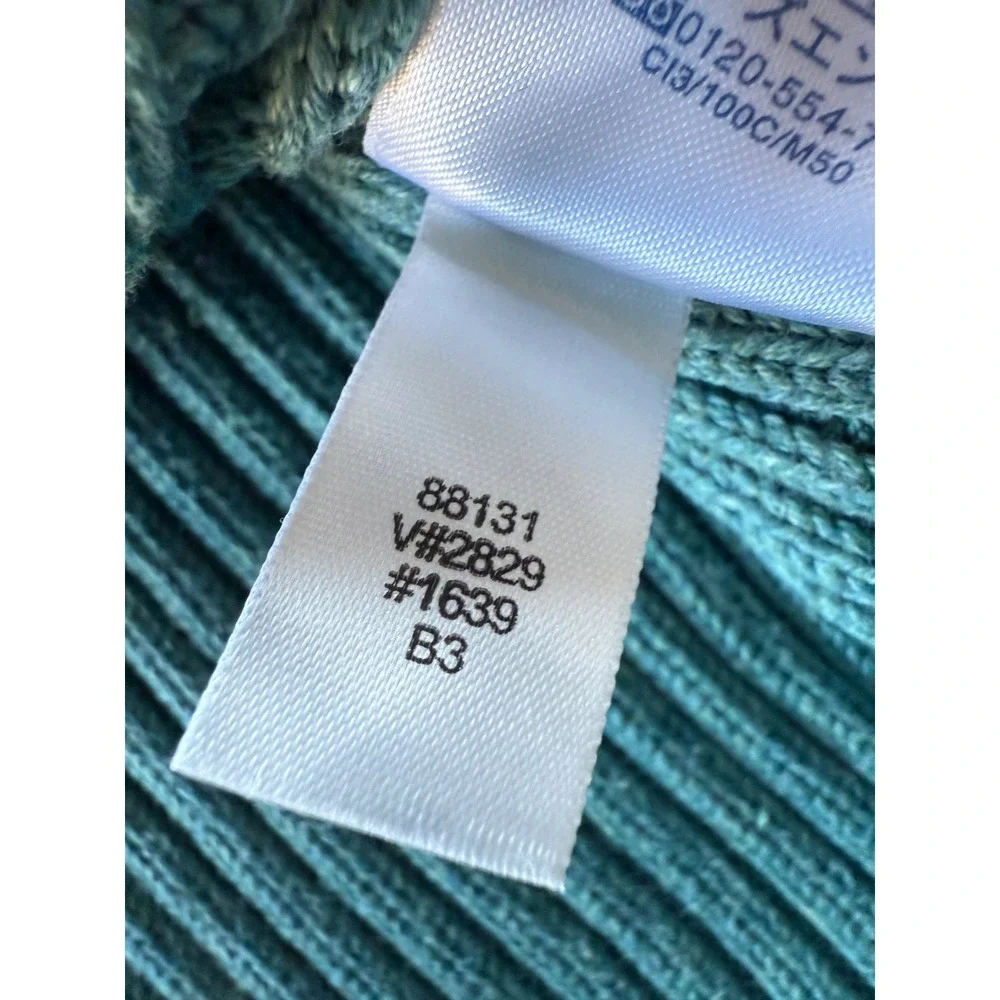 Lands End Ribbed Cotton Sweater Teal‎ Green Mens XL 46-48 Regular Raglan Sleeve